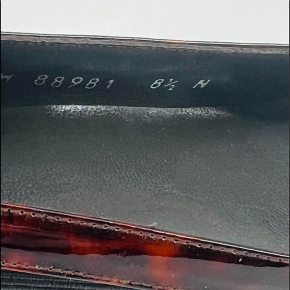 STUART WEITZMAN Fabric Open Toe Heel Patent Leather Tortoise Trim Size 8.5N - Picture 7 of 7